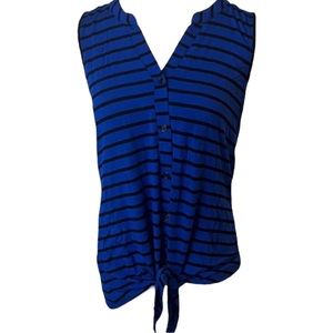 Cable & Gauge Blue and Black Sleeveless Top
